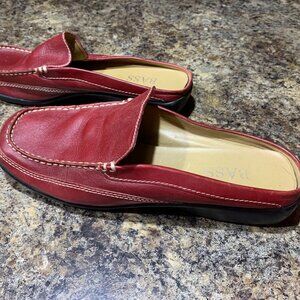 Red Bass leather slide in a size 10